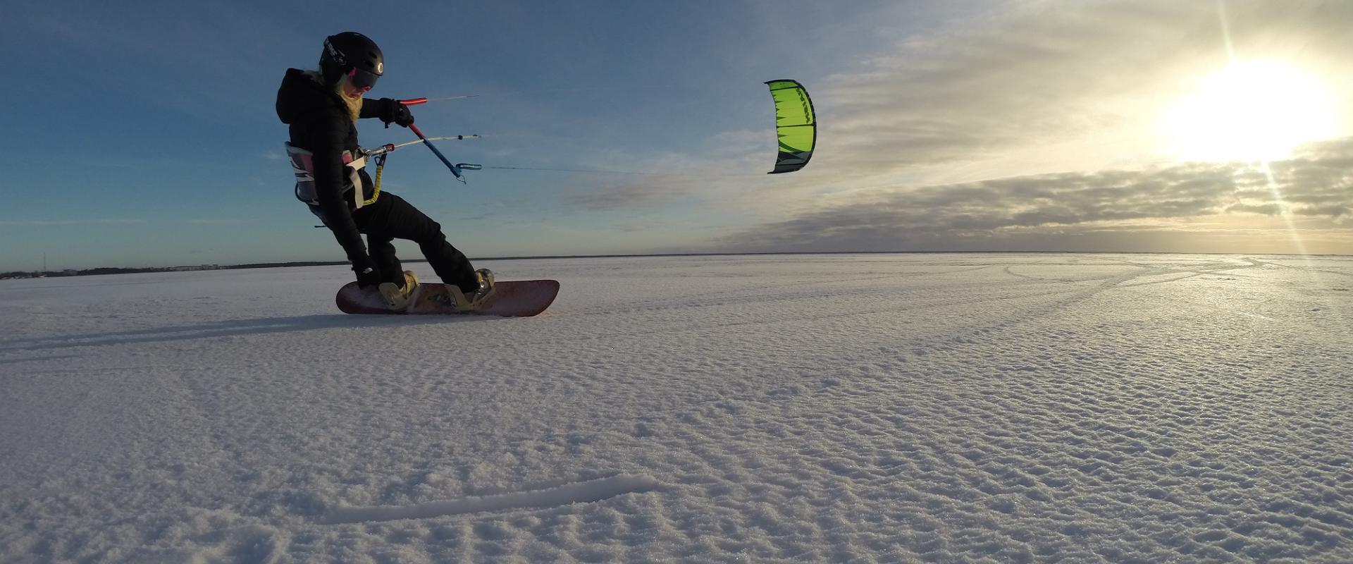 We ride and train in winter, too. Why queue for the mountain, come and kitesurf.