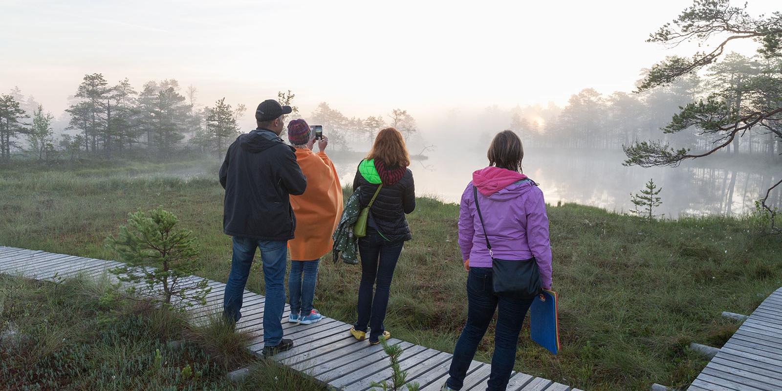 Matkajad Tolkuse raba laukal päikesetõusu nautimas
